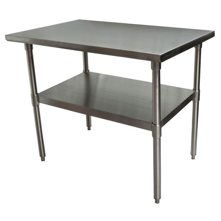 Bk Resources Work Table 14/304 Stainless Steel With Galvanized Undershelf 48"Wx36"D QTT-4836